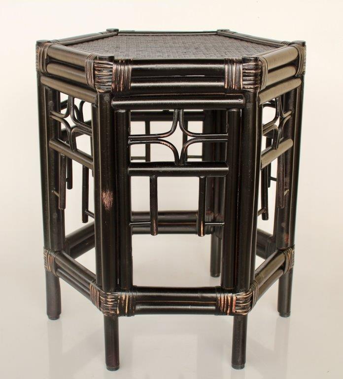BLACK HEXAGON SIDE TABLE  55X50CM